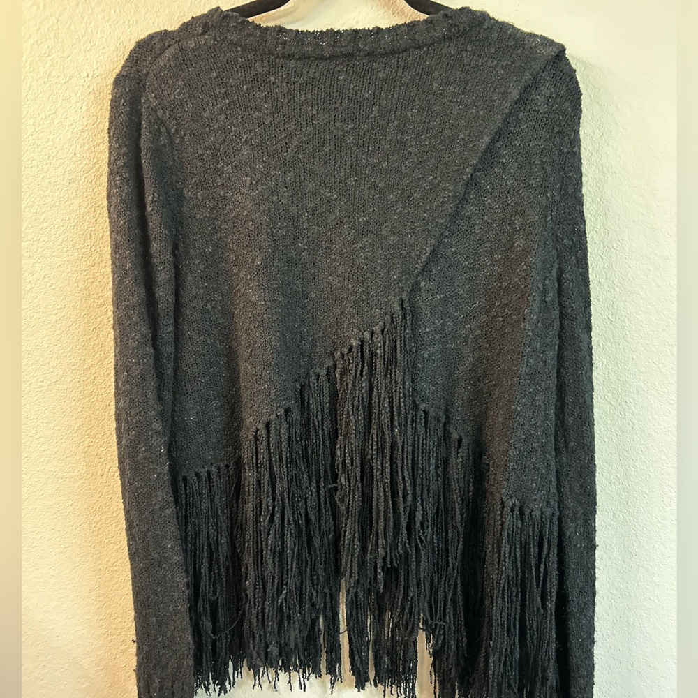 VICI black fringe sweater; size small